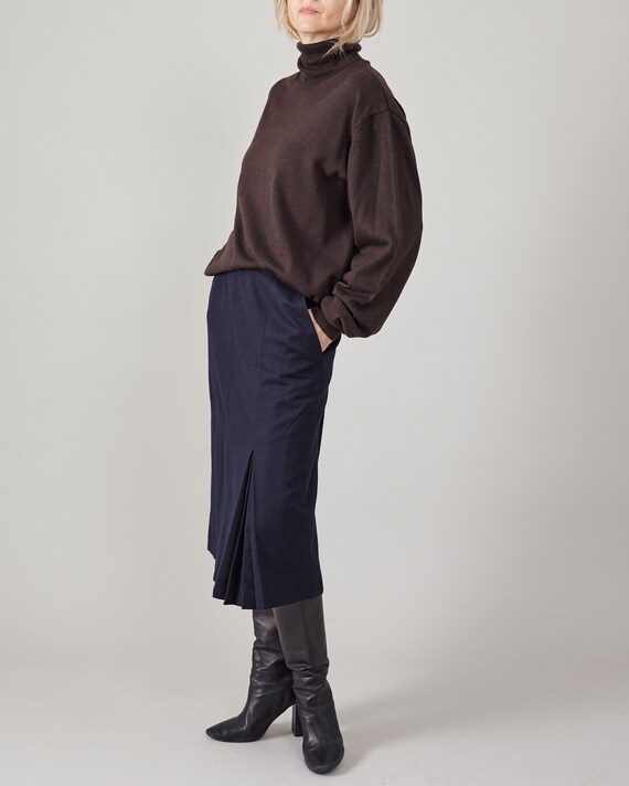 Vintage Navy Wool Midi Skirt for Women Size M - L… - image 5