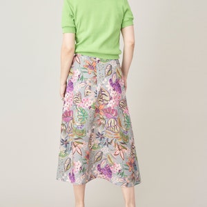 Floral Linen Skirt For Women A-Line Linen Skirt with Pockets Colourful Linen Skirt with Pockets FTN74_111LIN image 8