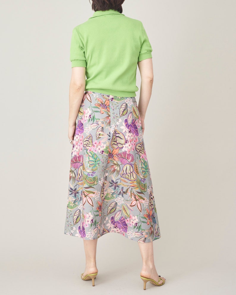 Floral Linen Skirt For Women A-Line Linen Skirt with Pockets Colourful Linen Skirt with Pockets FTN74_111LIN image 8