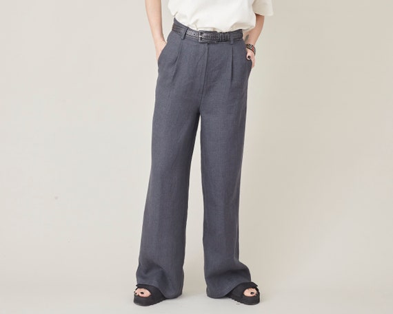 SAMPLE SALE Wide Leg Linen Pants for Women Size XS, Waist 26 SAMPLE SALE Wide Leg Linen Pants for Women Size XS, Waist 26