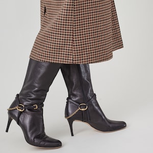 Vintage Gucci Black Leather Boots for Women size US6.5, EU36.5 Horsebit High Boots, Cozy Heels FTV1811