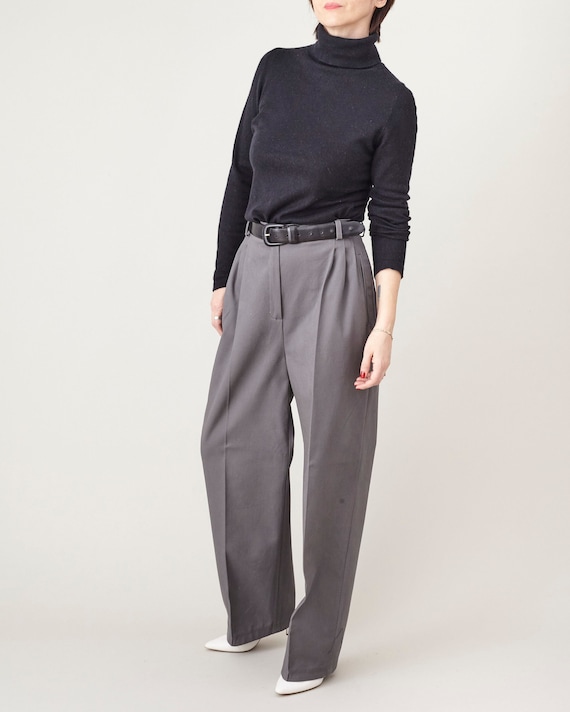 Loose Cut, High Rise Pants for Women Custom Made Cotton Pleated Pants With  Press Crease and Welt Pockets 
