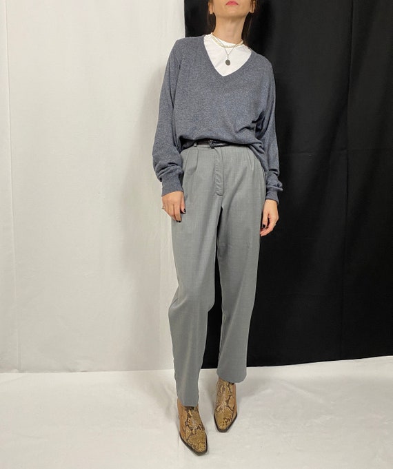 Vintage Cashmere Sweater Size L | Grey Cashmere V-
