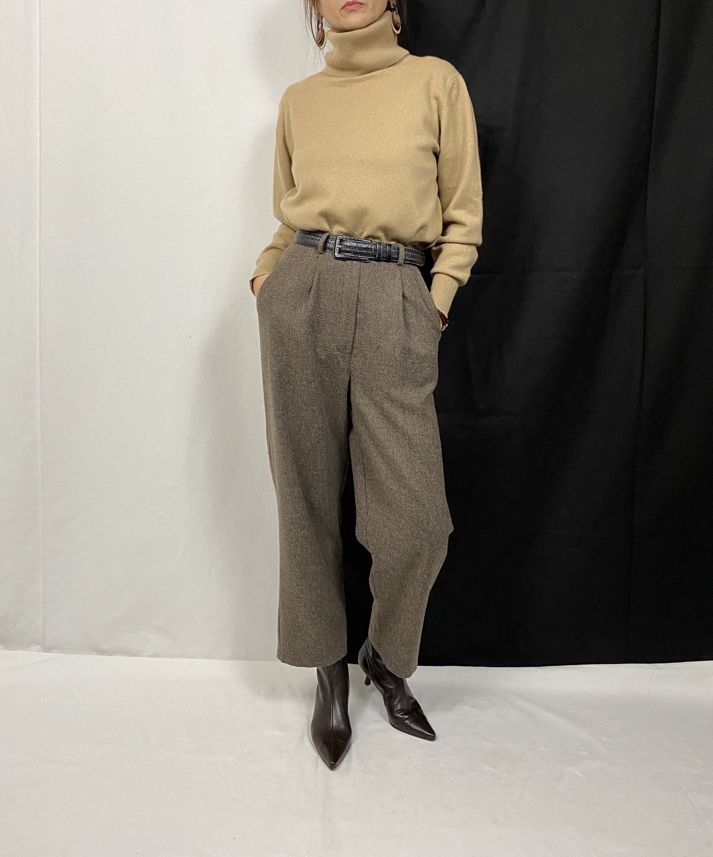 Buy Women Wool Pants, High Waisted, Pleated, Business Trousers for Preppy  Outfits, With Relaxed Tapered Fit, More Colors Available FTN21_51WOL Online  in India 