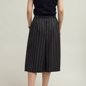 Vintage Grey Wool Skirt with a Front Double Pleat, an Elegant Grey Tweed Midi Skirt with Flattering A-Line Shape FTV1065 image 7