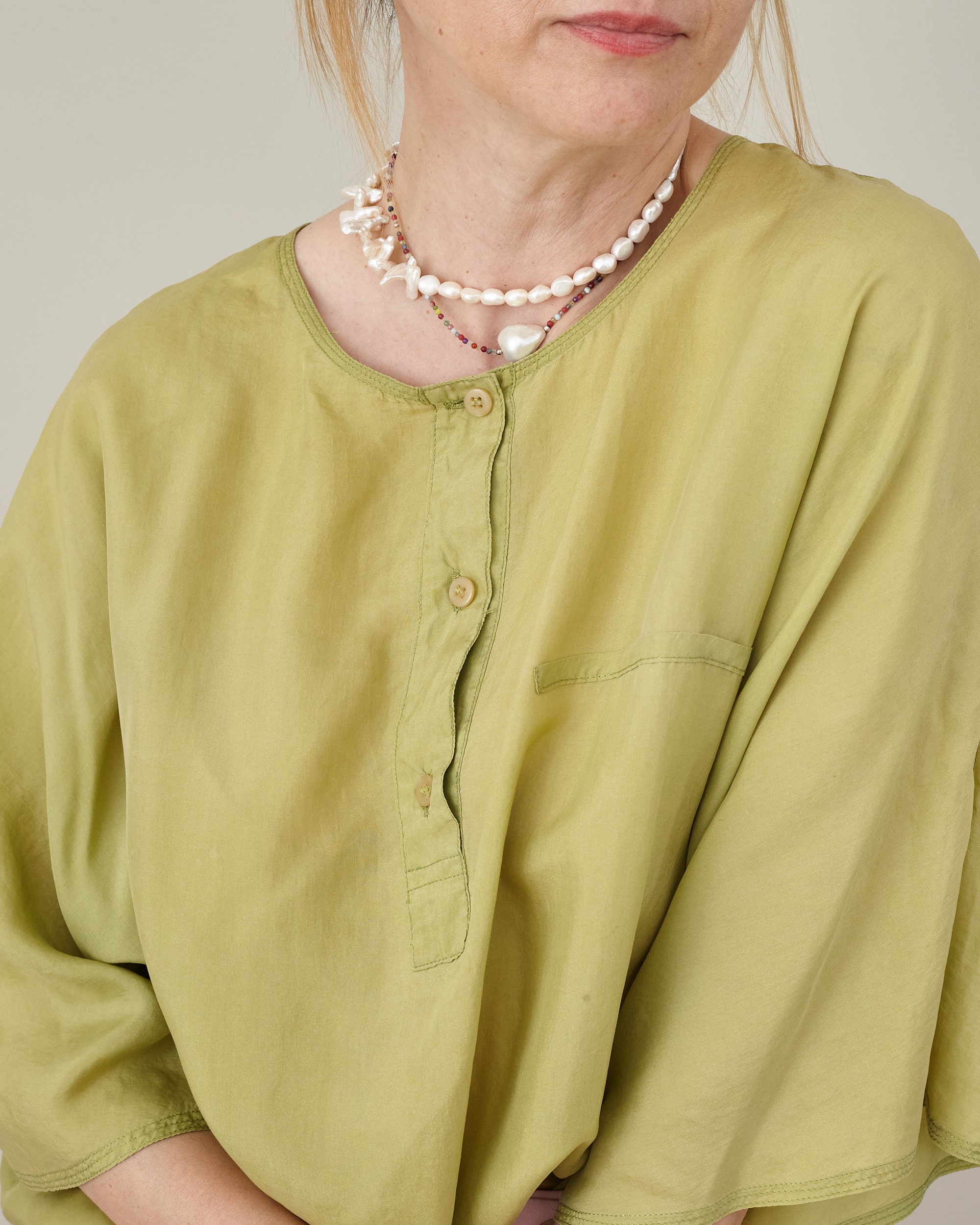 Vintage Pistachio Green Silk Top | Women