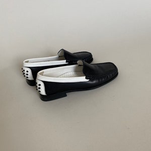 Vintage Leather Loafers | Black White Two-Tone Driving Shoes | Size 36.5 | Made in Italy | 100% Leather Sole FTV1540