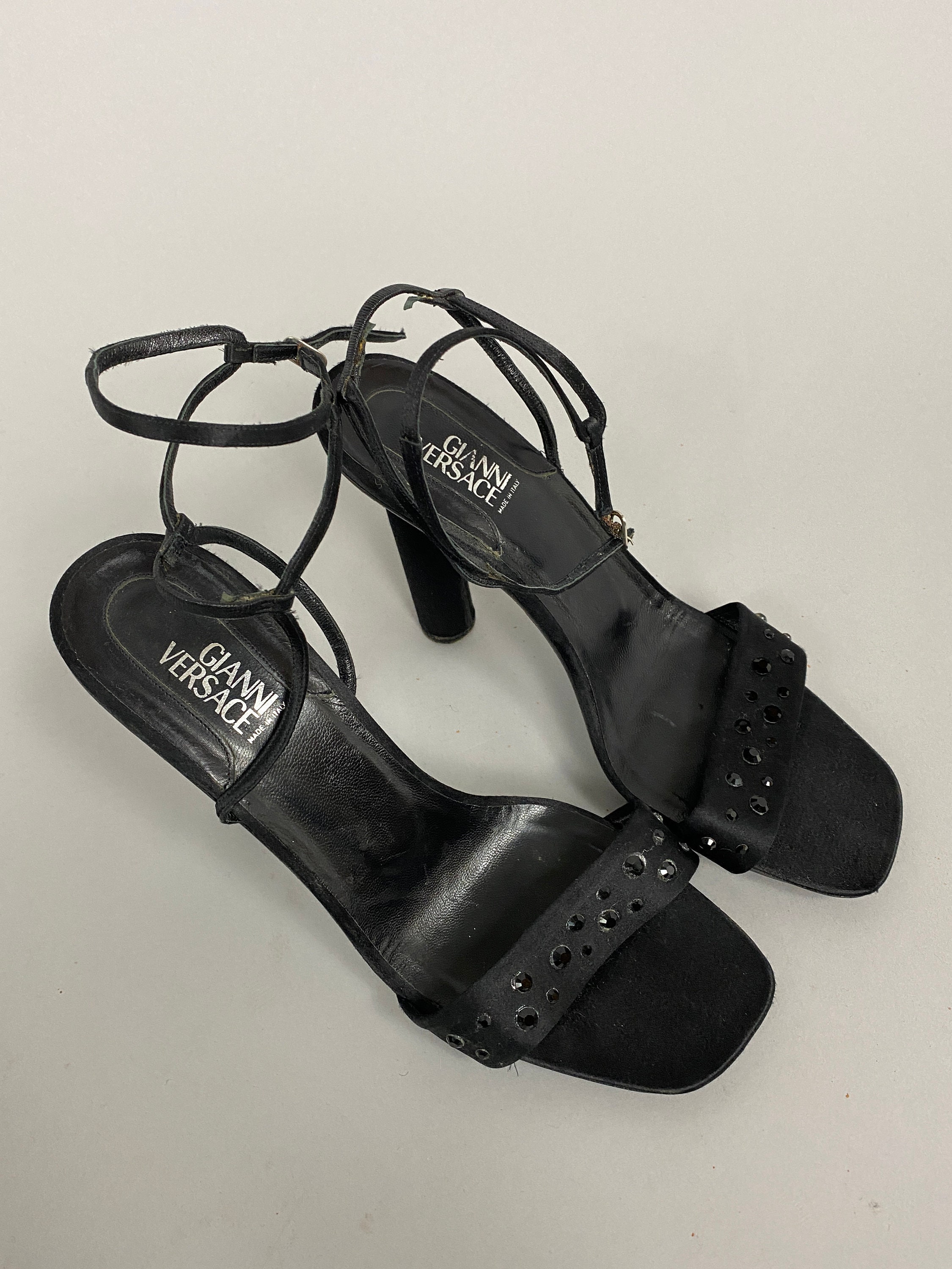 Vintage Gianni Versace Black Heeled Sandals Women 40IT, US10 Vintage Gianni Versace Black Heeled Sandals Women 40IT, US10