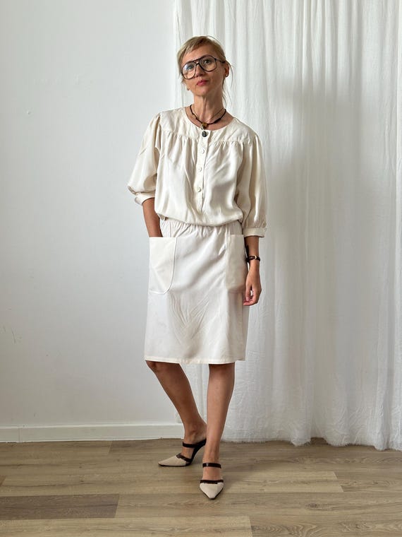 cream silk midi dress ASOS DESIGN ruched side satin midi dress with flutter sleeves in cream