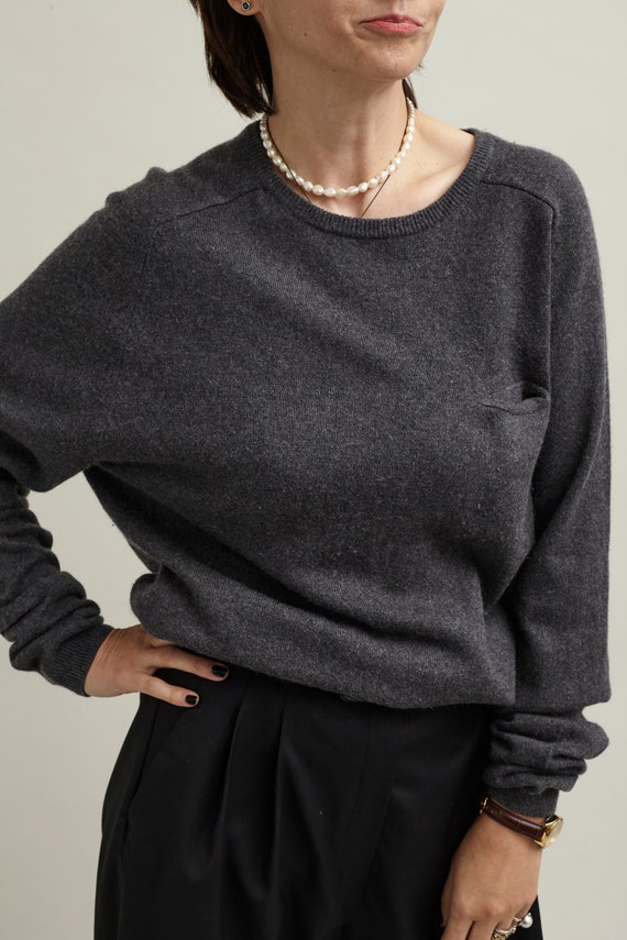 Vintage Silk Cashmere Sweater size M | Grey Cashm… - image 7