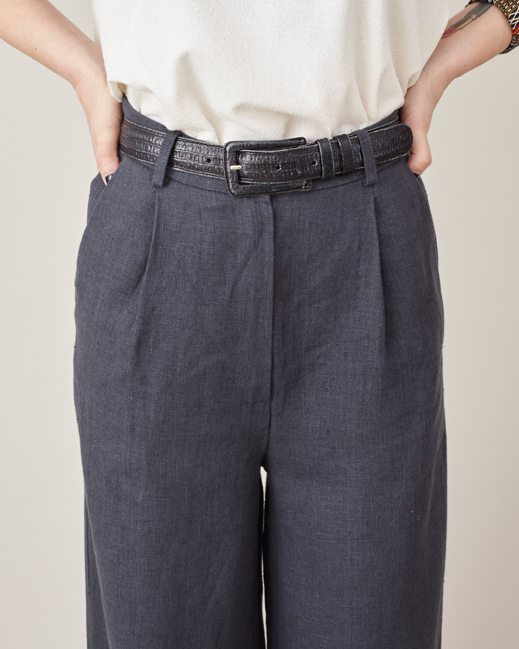 SAMPLE SALE Wide Leg Linen Pants for Women Size XS, Waist 26