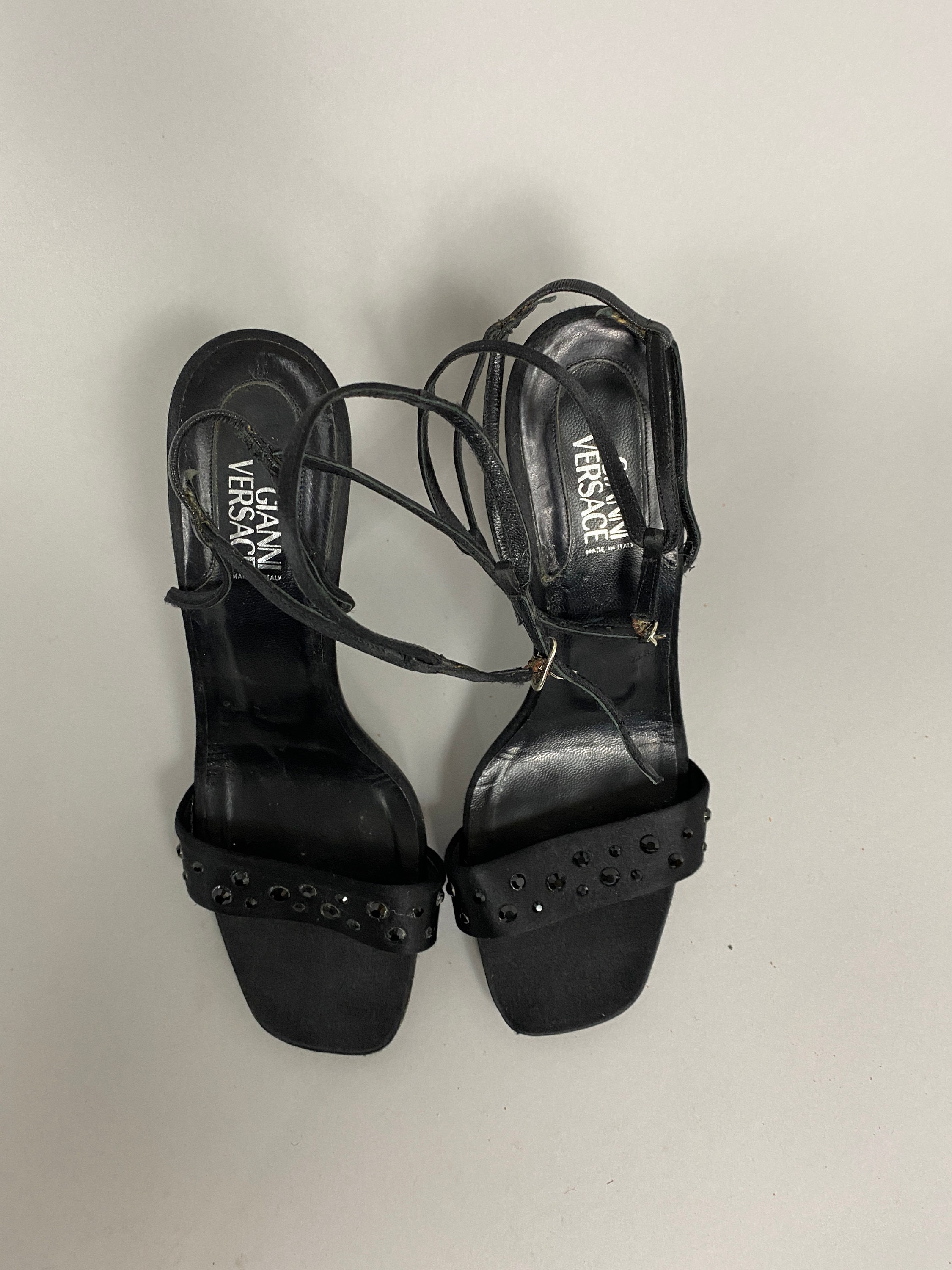 Vintage Gianni Versace Black Heeled Sandals Women 40IT, US10 Vintage Gianni Versace Black Heeled Sandals Women 40IT, US10
