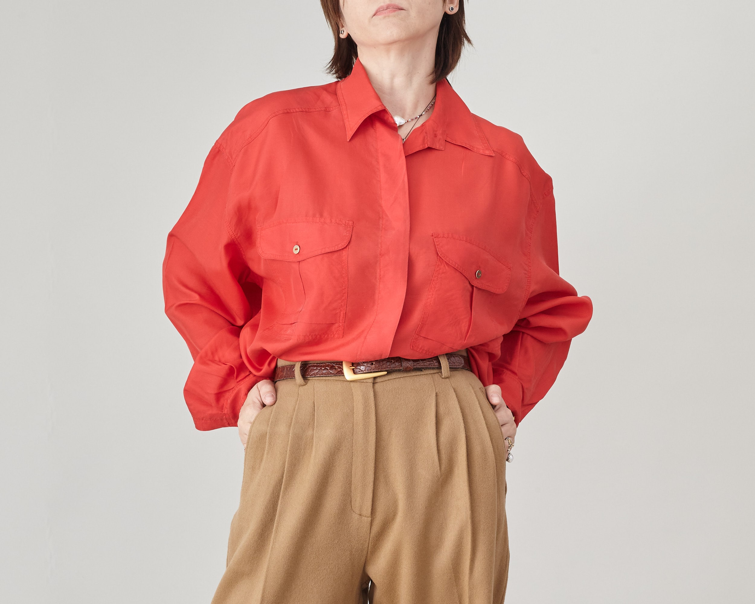 トップス 80s 90s \"PURA-SETA\" big silk shirt RED 80s 90s PURA-SETA big silk shirt RED
