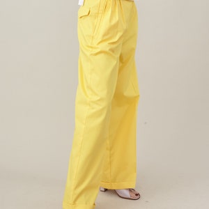 Women Cotton Pants in Bright Colors, with Loose Cut Design, Pleats and Belt Loops, Custom Sizes Available image 3