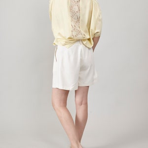 Vintage Butter Yellow Silk Blouse, Lace Detail, Oversized Fit, Women's S-L, Perfect for Summer and Daily Chic image 5