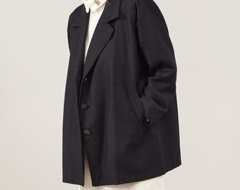 Black Wool Double Breasted Blazer With Golden Buttons Size