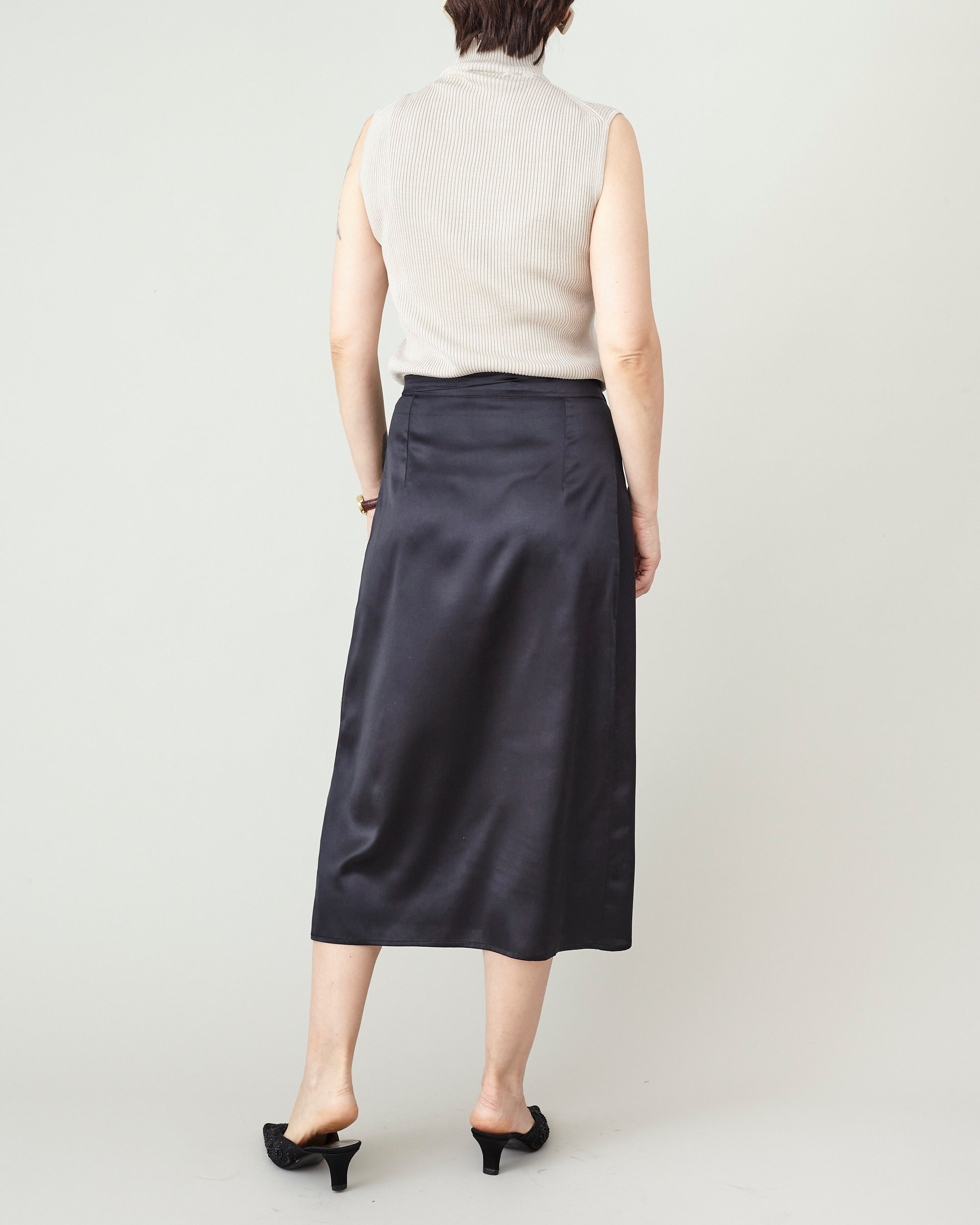 Handmade 100% Silk Tie-waist Skirt – Wrap Midi Straight Cut