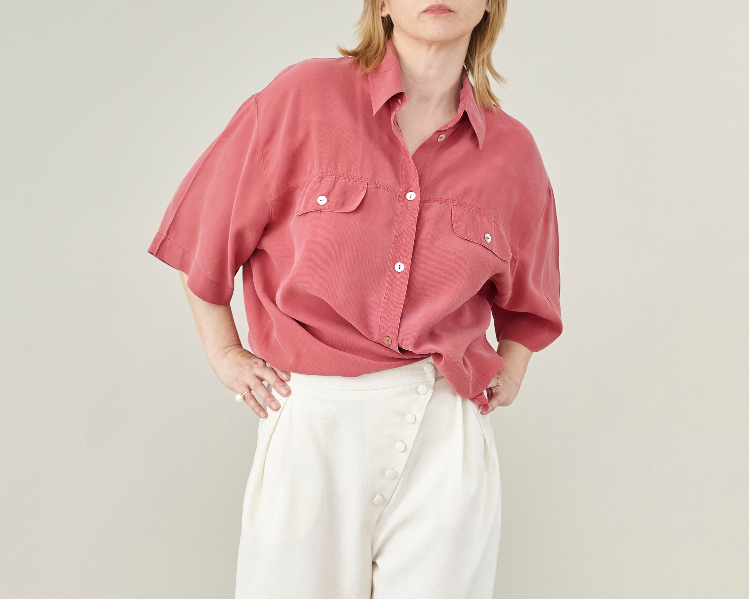 トップス 80s 90s \"PURA-SETA\" big silk shirt RED 80s 90s PURA-SETA big silk shirt RED