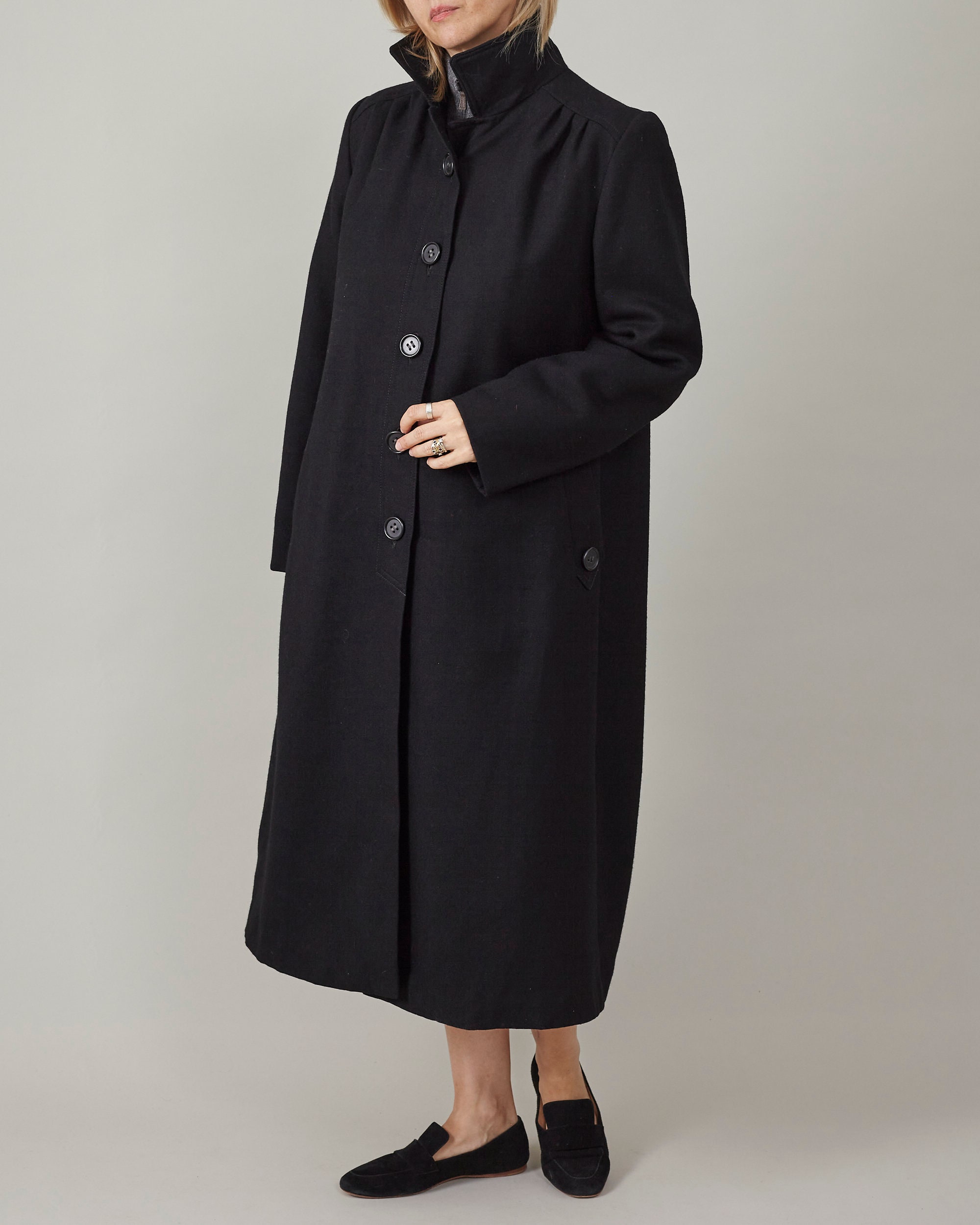 Vintage Black Wool Overcoat: Classic A-line Women's Size S - Etsy