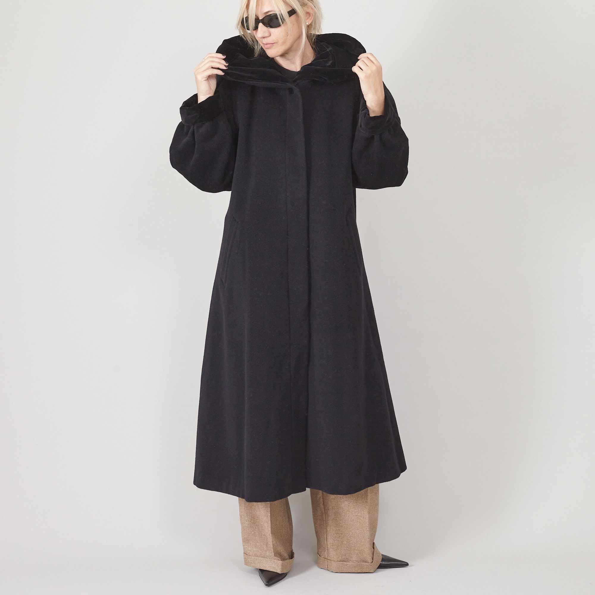 Vintage Long Wool Coat With Hood - Etsy Vintage Long Wool Coat With Hood - Etsy