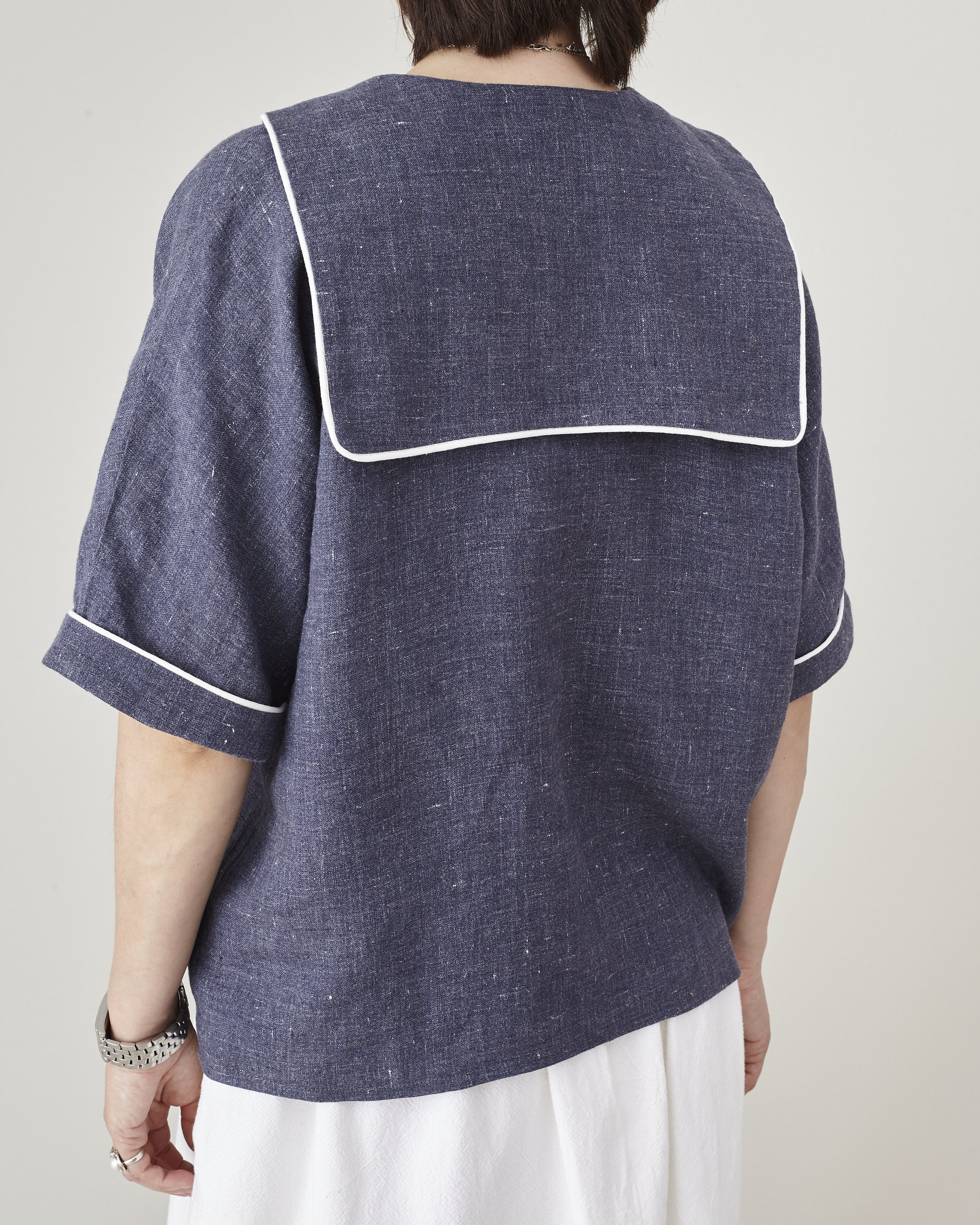 Coastal Linen Sailor Blouse: Short Sleeve Nautical Top - Etsy