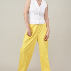 Women Cotton Pants in Bright Colors, with Loose Cut Design, Pleats and Belt Loops, Custom Sizes Available image 8