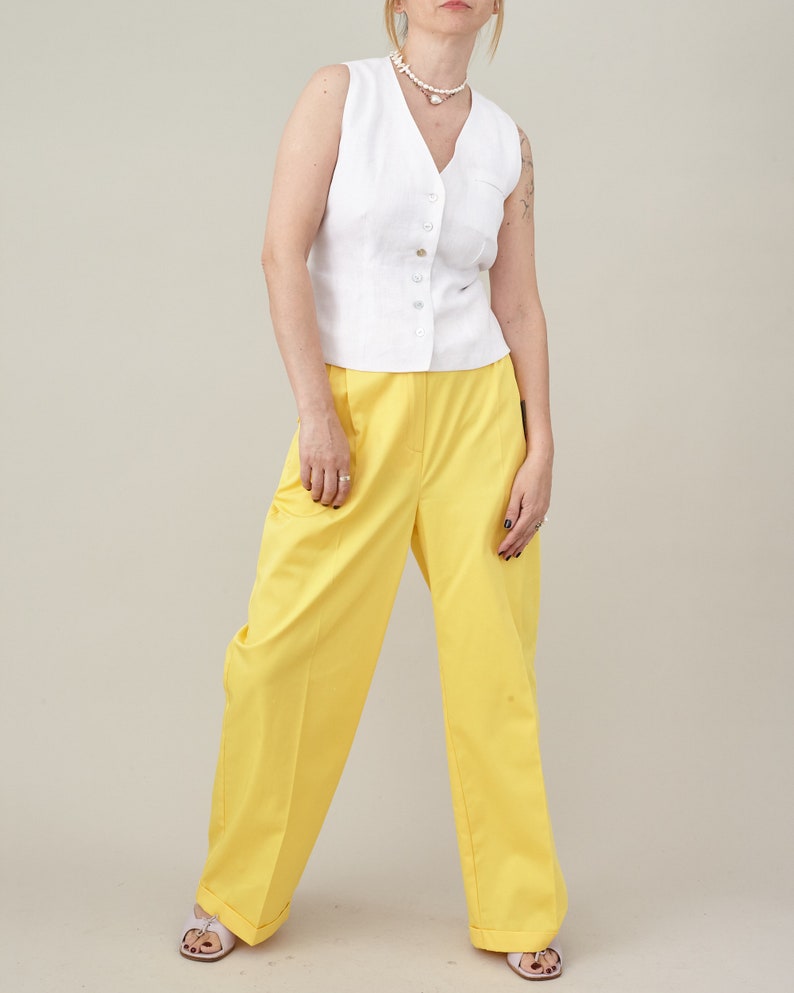 Women Cotton Pants in Bright Colors, with Loose Cut Design, Pleats and Belt Loops, Custom Sizes Available image 8