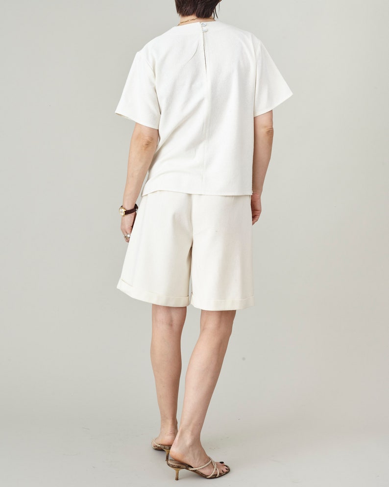 Raw Silk Short Sleeve Top for Women White Silk Summer Blouse Custom Silk T-Shirt image 6