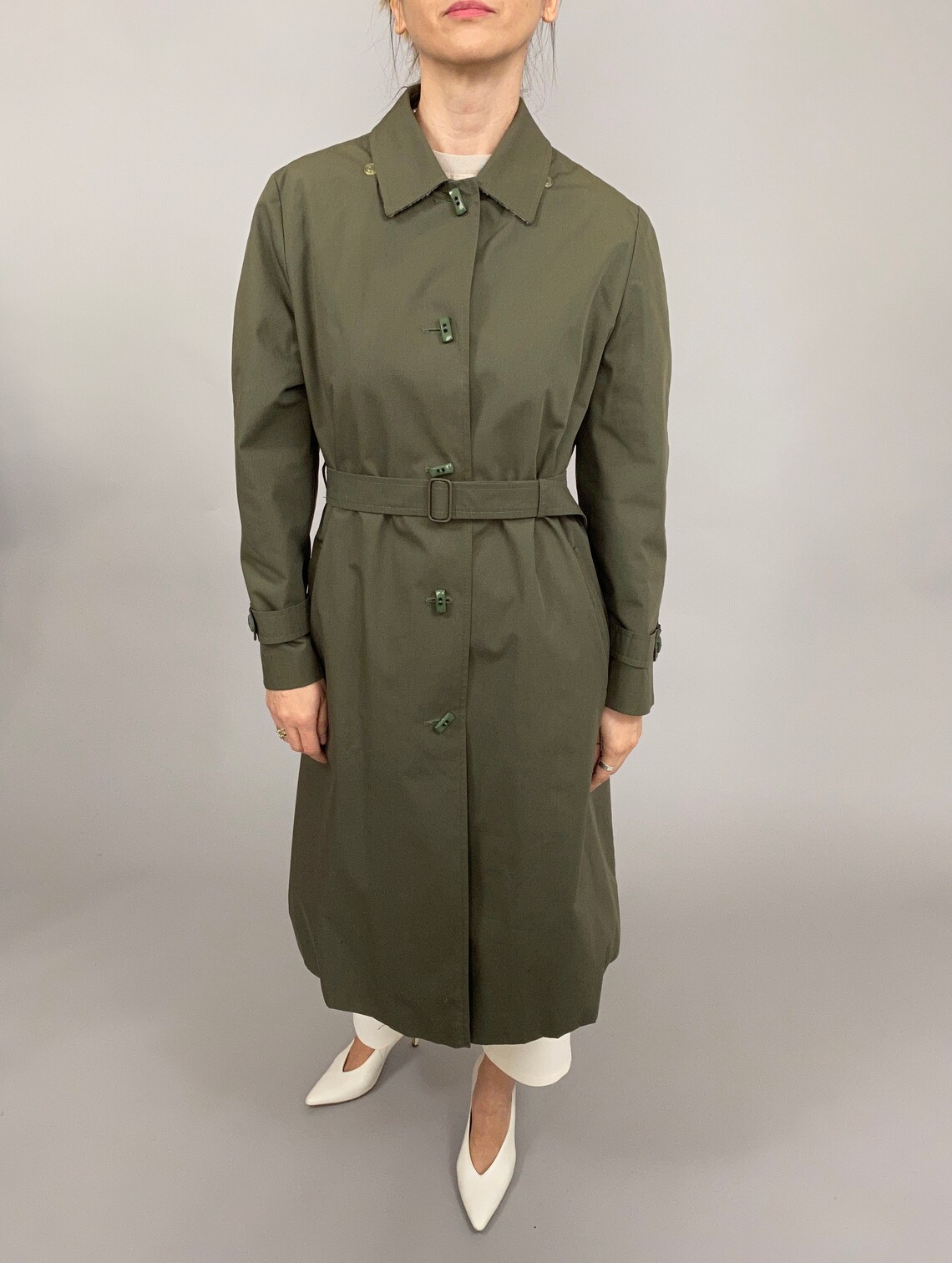 Vintage Trench Coat for Women Size M Olive Trench Coat with Etsy