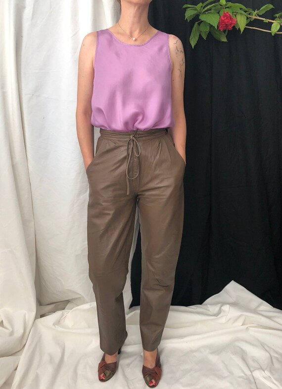 taupe leather pants