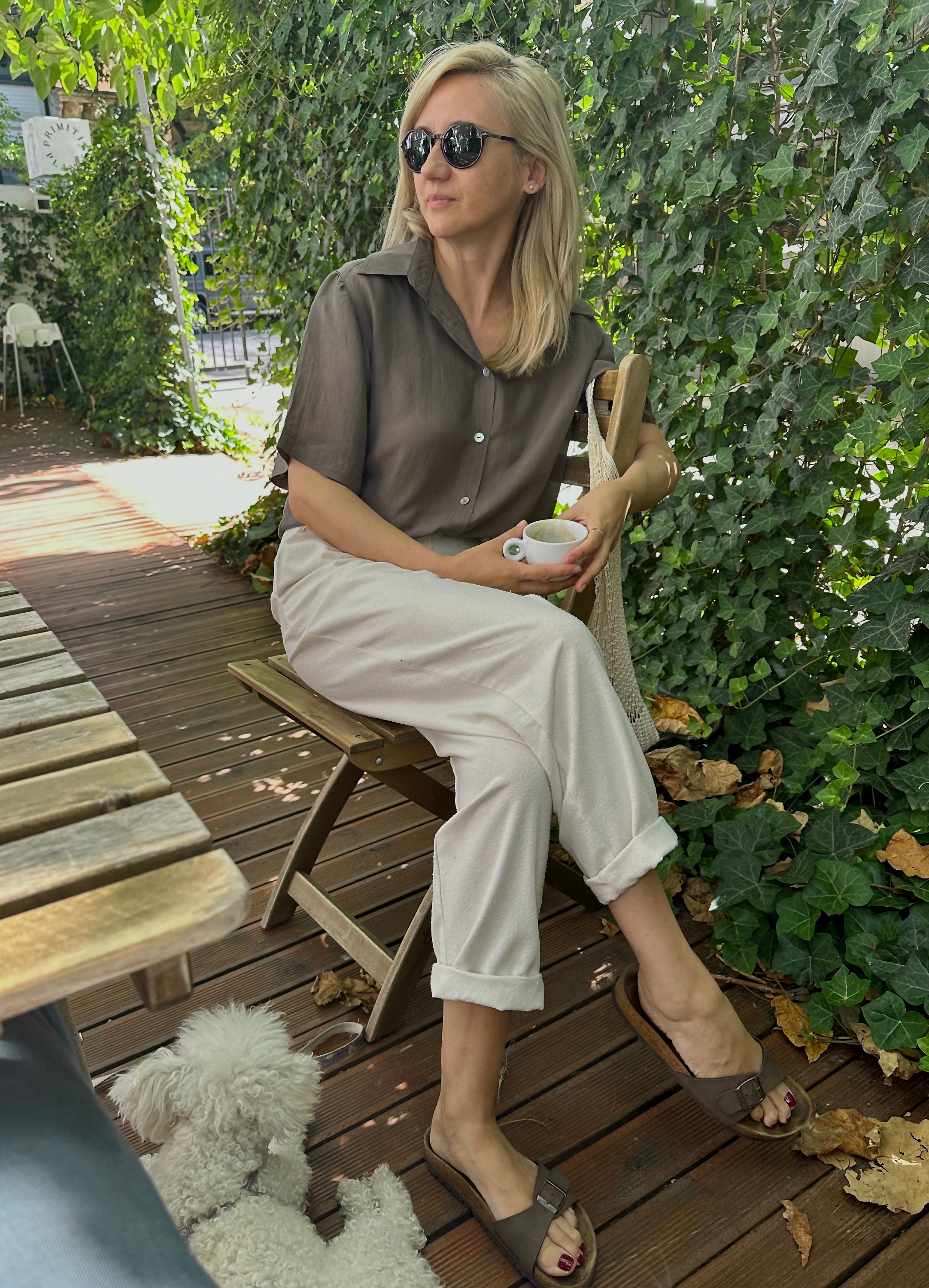 Handmade Taupe Silk Blouse: Minimalist Short Sleeve Button-up - Etsy