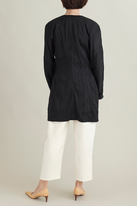 Vintage Silk Blazer for Women Size S-M | Black Si… - image 6