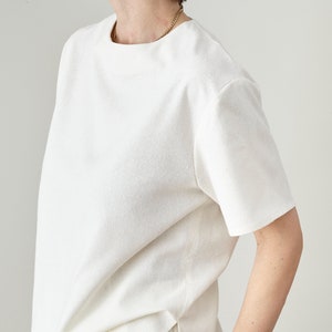 Raw Silk Short Sleeve Top for Women White Silk Summer Blouse Custom Silk T-Shirt image 8