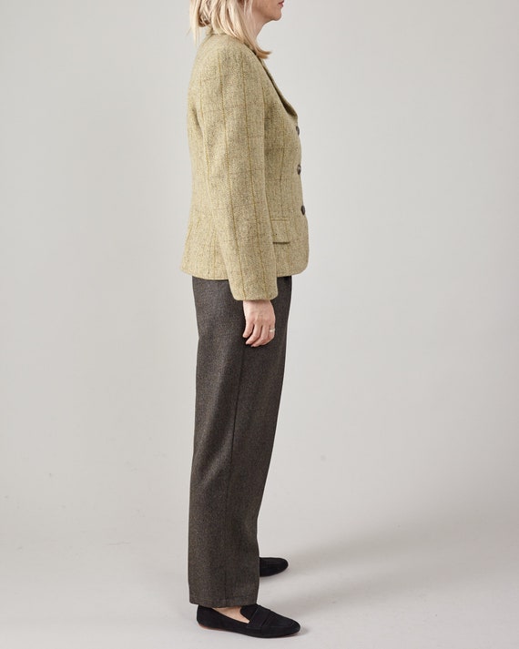 Vintage Max Mara Wool Blazer | Olive Plaid Single… - image 6