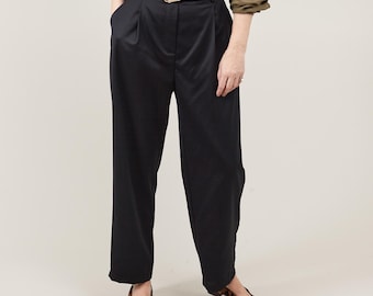 High-Waist Wool Trousers: Cropped Spring-Summer Office Pants