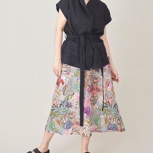 Floral Linen Skirt For Women A-Line Linen Skirt with Pockets Colourful Linen Skirt with Pockets FTN74_111LIN image 4