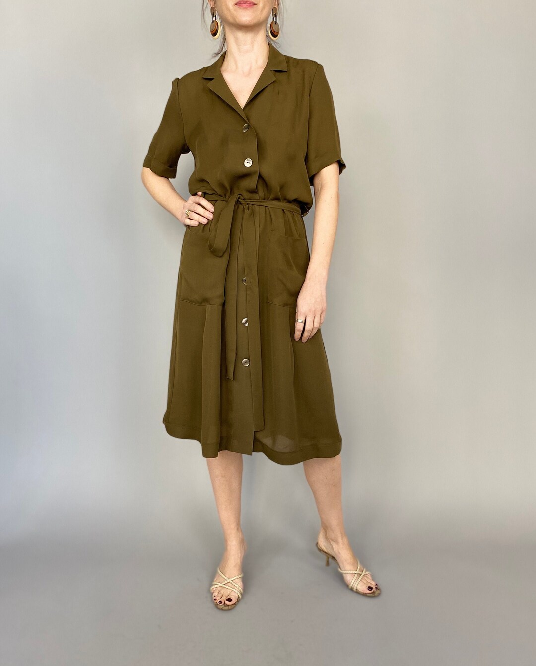 L'Or Waist tuck shirt dress カーキブラウン L'Or Waist tuck shirt dress(khaki brown)