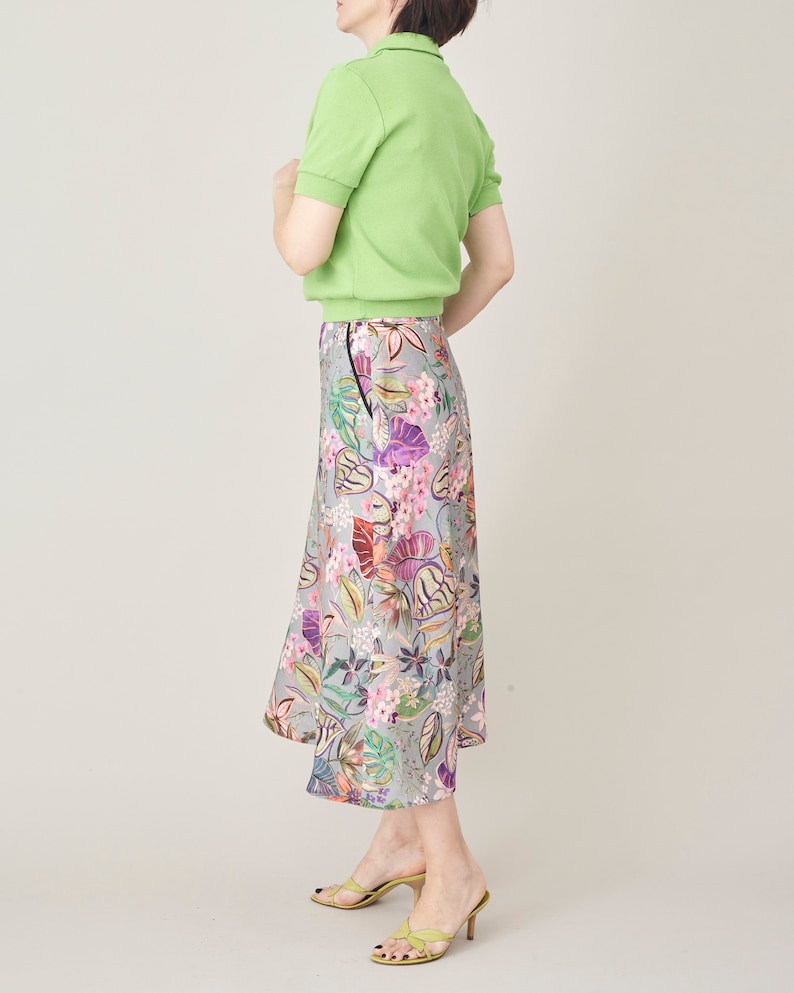 Floral Linen Skirt For Women A-Line Linen Skirt with Pockets Colourful Linen Skirt with Pockets FTN74_111LIN image 7