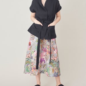 Floral Linen Skirt For Women A-Line Linen Skirt with Pockets Colourful Linen Skirt with Pockets FTN74_111LIN image 3
