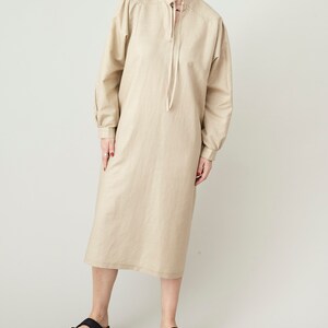 Linen Shift Dress for Women Long Sleeve, Minimalist Summer Dress with Oversized Fit, Available in More Colors image 8