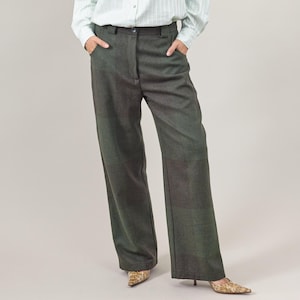 Plaid 100% Wool Pants Women | Handmade Winter Pants, Fully Lined, Relaxed Fit