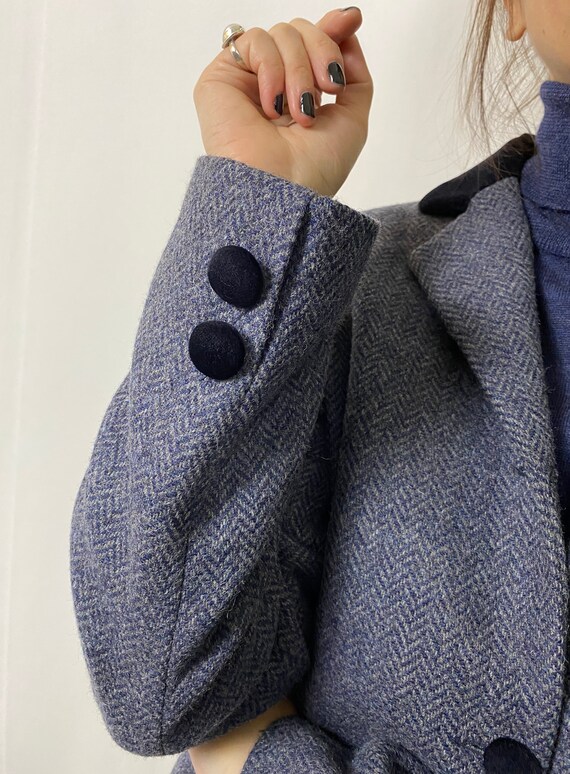 Vintage Wool Blazer for Women Size S | Blue Herri… - image 9