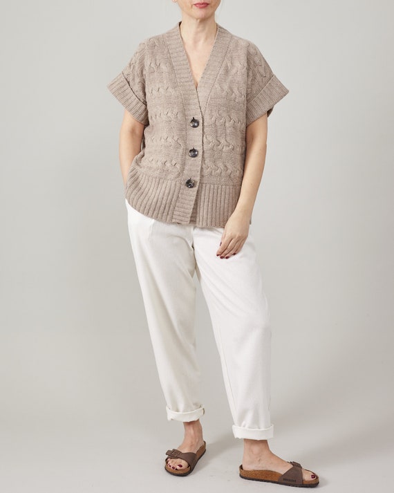 Vintage Max Mara Beige Cashmere Cardigan - Women Size M