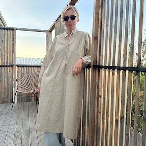 Linen Shift Dress for Women Long Sleeve, Minimalist Summer Dress with Oversized Fit, Available in More Colors image 1