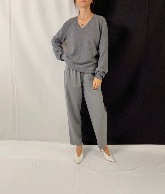 V-Neck Cashmere Sweater for Women Size L | Grey Ca