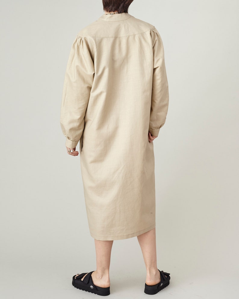 Linen Shift Dress for Women Long Sleeve, Minimalist Summer Dress with Oversized Fit, Available in More Colors image 4