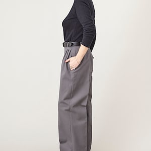 Loose Cut, High Rise Pants for Women Custom Made Cotton Pleated Pants with Press Crease and Welt Pockets image 5