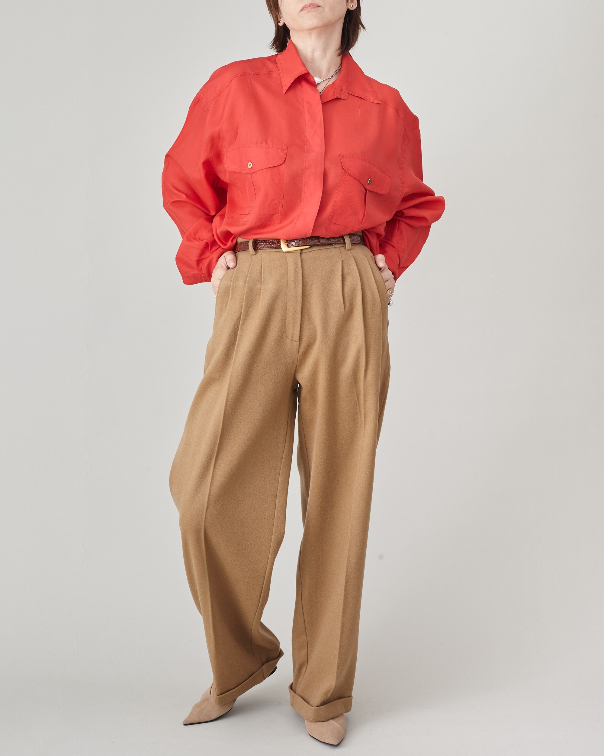 トップス 80s 90s \"PURA-SETA\" big silk shirt RED 80s 90s PURA-SETA big silk shirt RED
