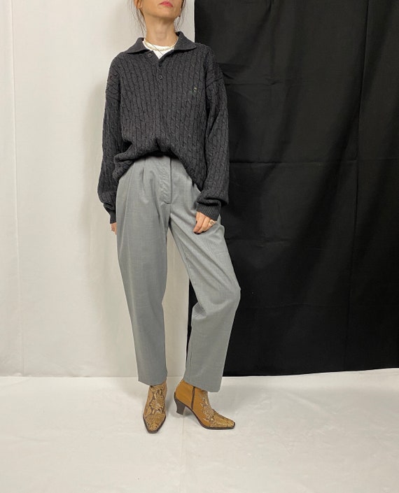 Vintage Wool Henley Sweater Size L - XL | Grey Woo