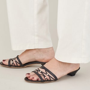 Classic Black Leather Sandals | Size 38IT 8US | Vintage Low Heel Mules | Chic & Comfortable FTV1999